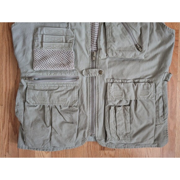 Vintage Banana Republic Vest Men's Medium Beige Vented Cargo Photo Safari Fish - Picture 2 of 9